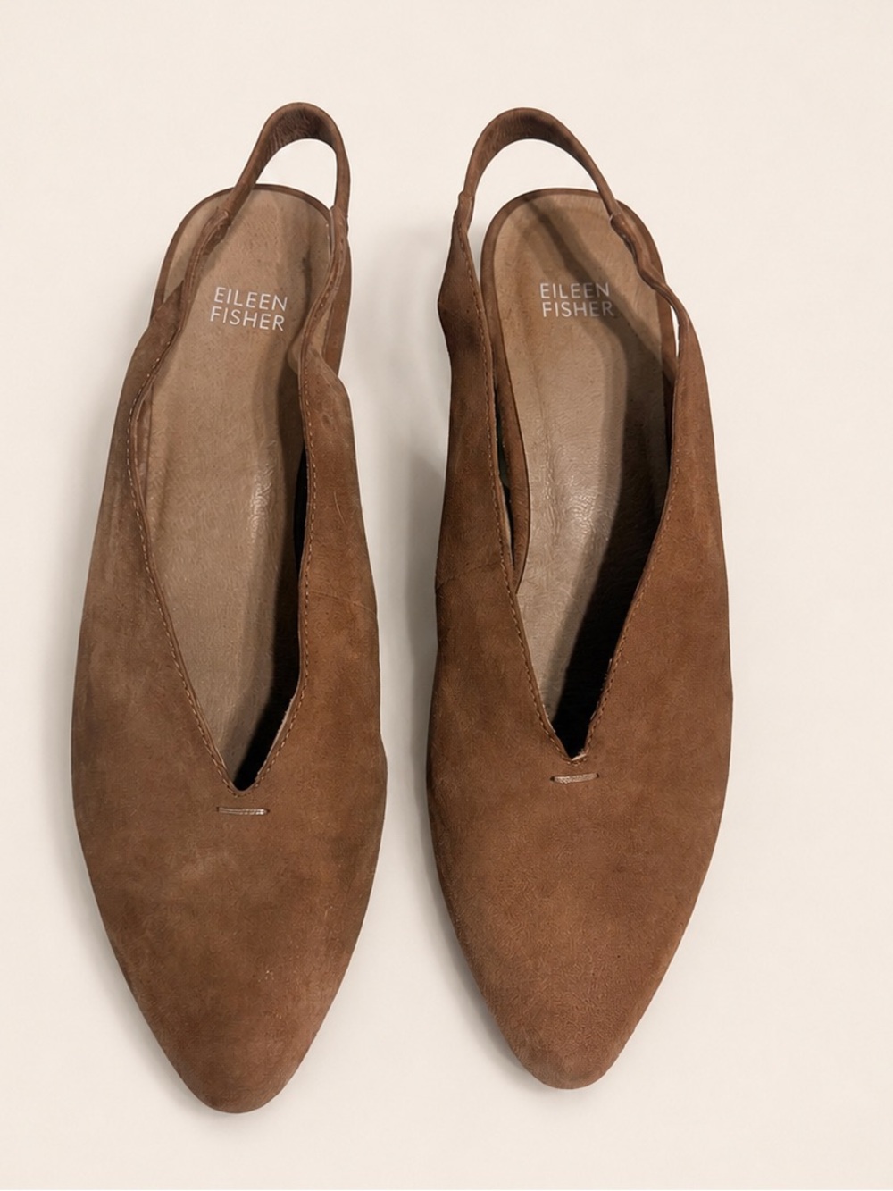 Eileen Fisher Brown Suede Slingback Wedge Shoes – Size 11